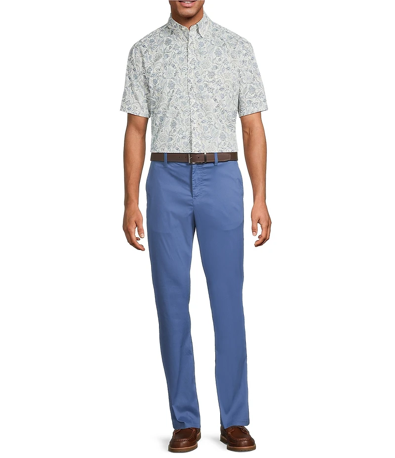 Roundtree & Yorke TravelSmart Easy Care Short Sleeve Twill Paisley Print Sport Shirt