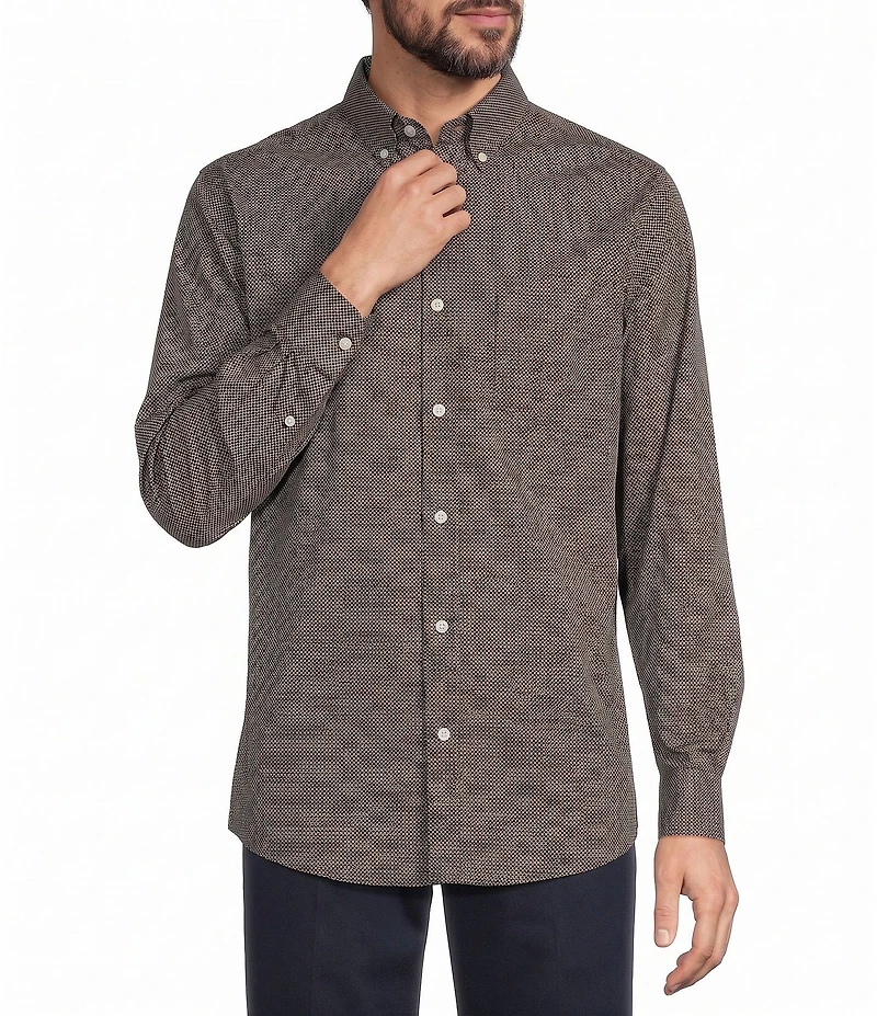 Roundtree & Yorke TravelSmart Easy Care Geometric Circle Print Sport Shirt