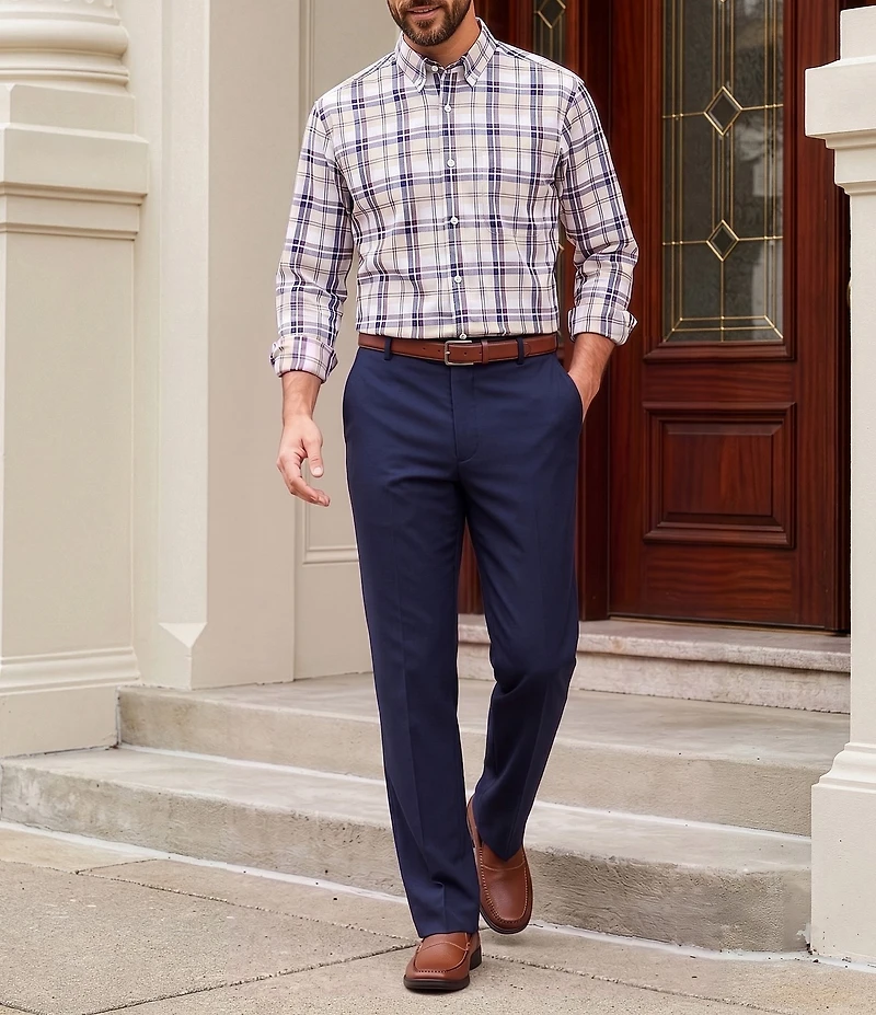 Roundtree & Yorke TravelSmart Easy Care Large Plaid Sport Shirt