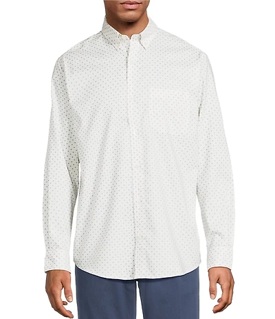 Roundtree & Yorke TravelSmart Easy Care Herringbone Geo Print Sport Shirt