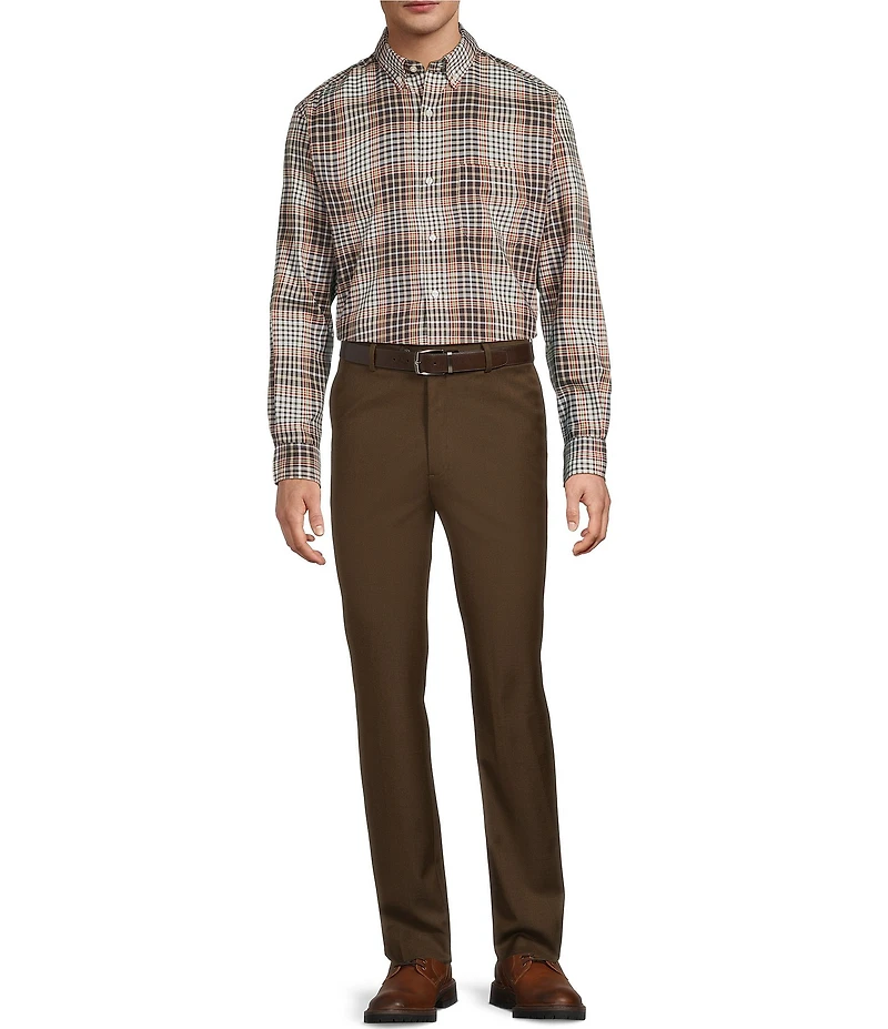 Roundtree & Yorke TravelSmart Easy Care Herringbone Plaid Sport Shirt