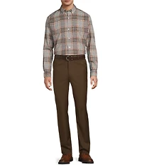 Roundtree & Yorke TravelSmart Easy Care Herringbone Plaid Sport Shirt