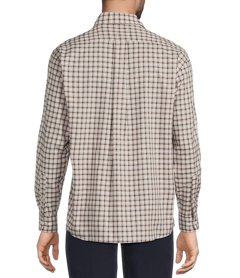 Roundtree & Yorke TravelSmart Easy Care Long Sleeve Herringbone Medium Plaid Sport Shirt
