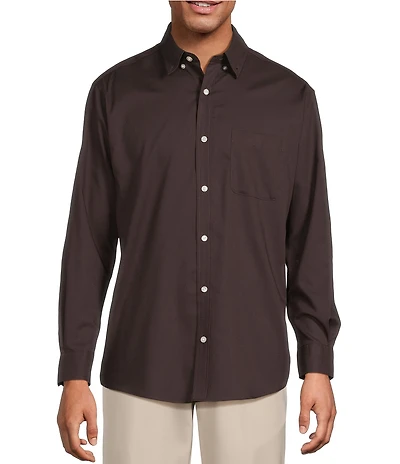 Roundtree & Yorke TravelSmart Easy Care Long Sleeve Herringbone Solid Sport Shirt