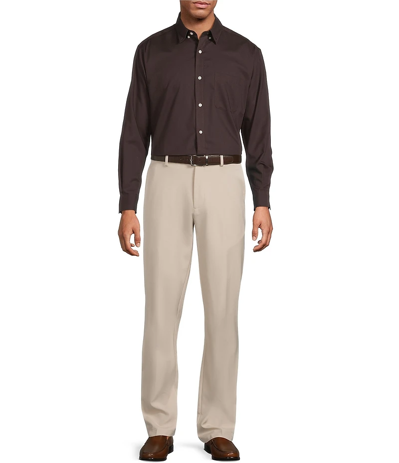 Roundtree & Yorke TravelSmart Easy Care Long Sleeve Herringbone Solid Sport Shirt