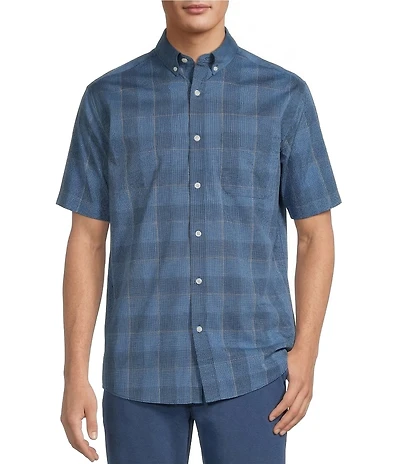 Roundtree & Yorke TravelSmart Easy Care Short Sleeve Large Plaid Poplin Sport Shirt