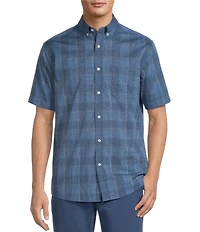 Roundtree & Yorke TravelSmart Easy Care Short Sleeve Large Plaid Poplin Sport Shirt