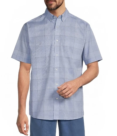 Roundtree & Yorke TravelSmart Easy Care Short Sleeve Large Plaid Poplin Sport Shirt