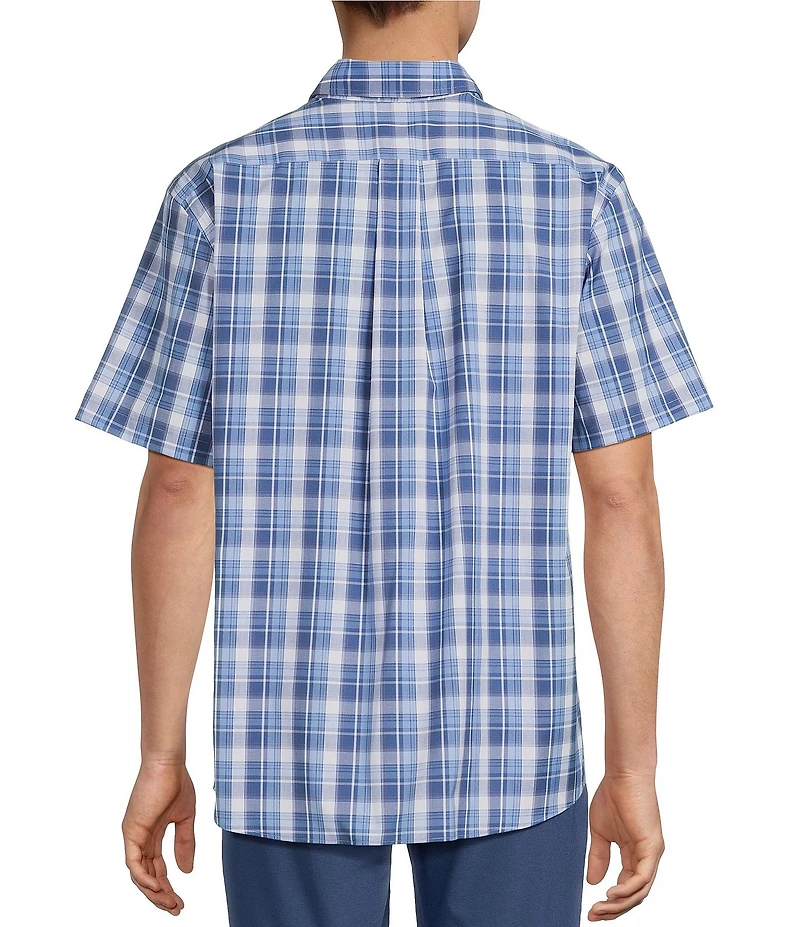 Roundtree & Yorke TravelSmart Easy Care Short Sleeve Medium Plaid Poplin Sport Shirt