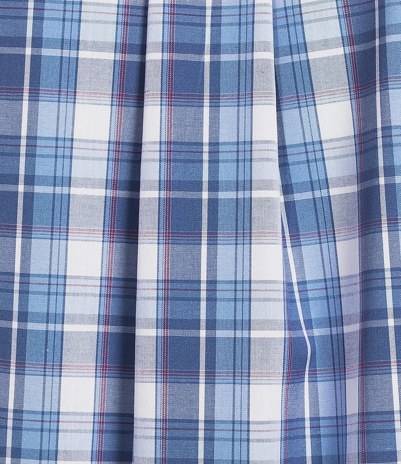 Roundtree & Yorke TravelSmart Easy Care Short Sleeve Medium Plaid Poplin Sport Shirt