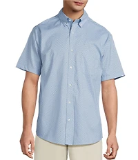 Roundtree & Yorke TravelSmart Easy Care Short Sleeve Poplin Circle Print Sport Shirt