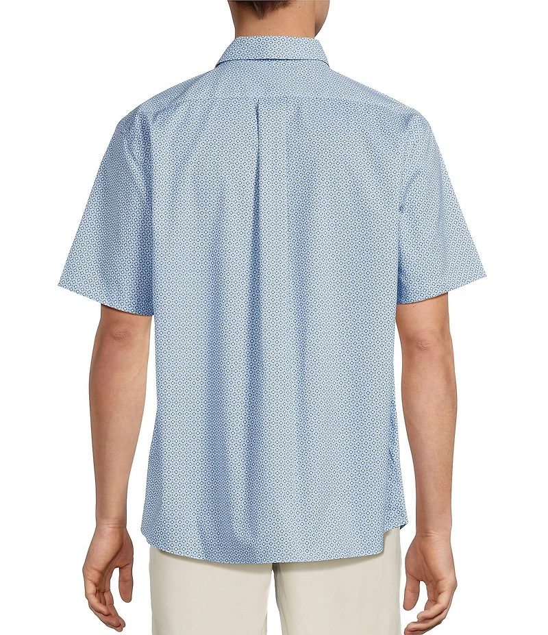 Roundtree & Yorke TravelSmart Easy Care Short Sleeve Poplin Circle Print Sport Shirt
