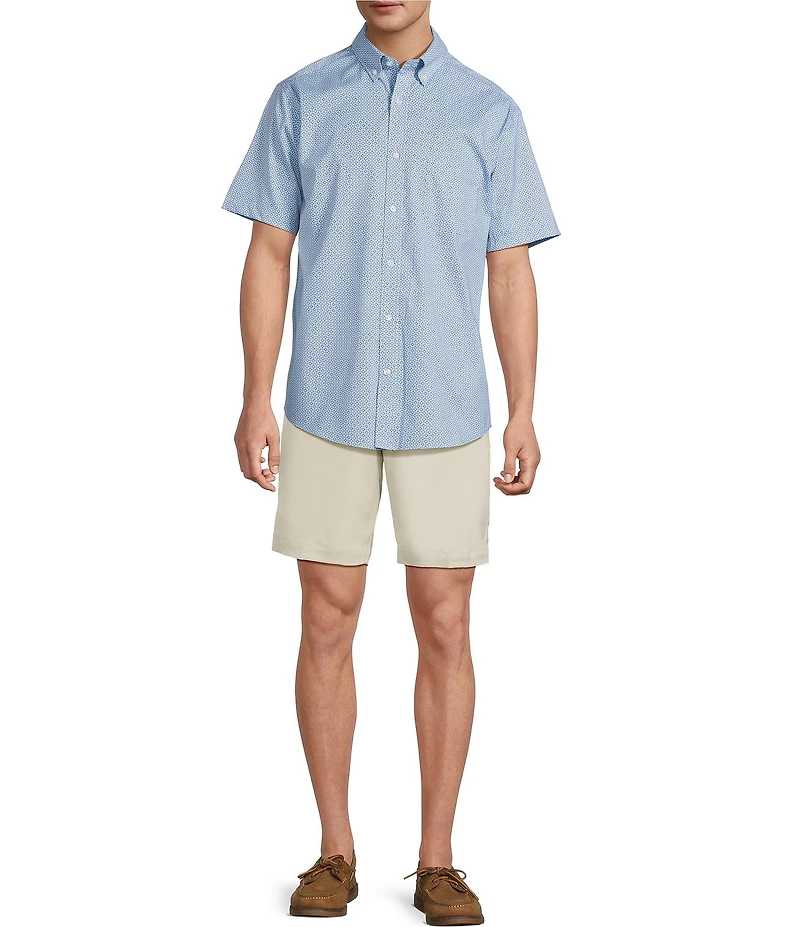 Roundtree & Yorke TravelSmart Easy Care Short Sleeve Poplin Circle Print Sport Shirt