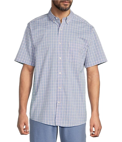 Roundtree & Yorke TravelSmart Easy Care Short Sleeve Small Check Poplin Sport Shirt
