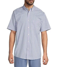 Roundtree & Yorke TravelSmart Easy Care Short Sleeve Small Check Poplin Sport Shirt