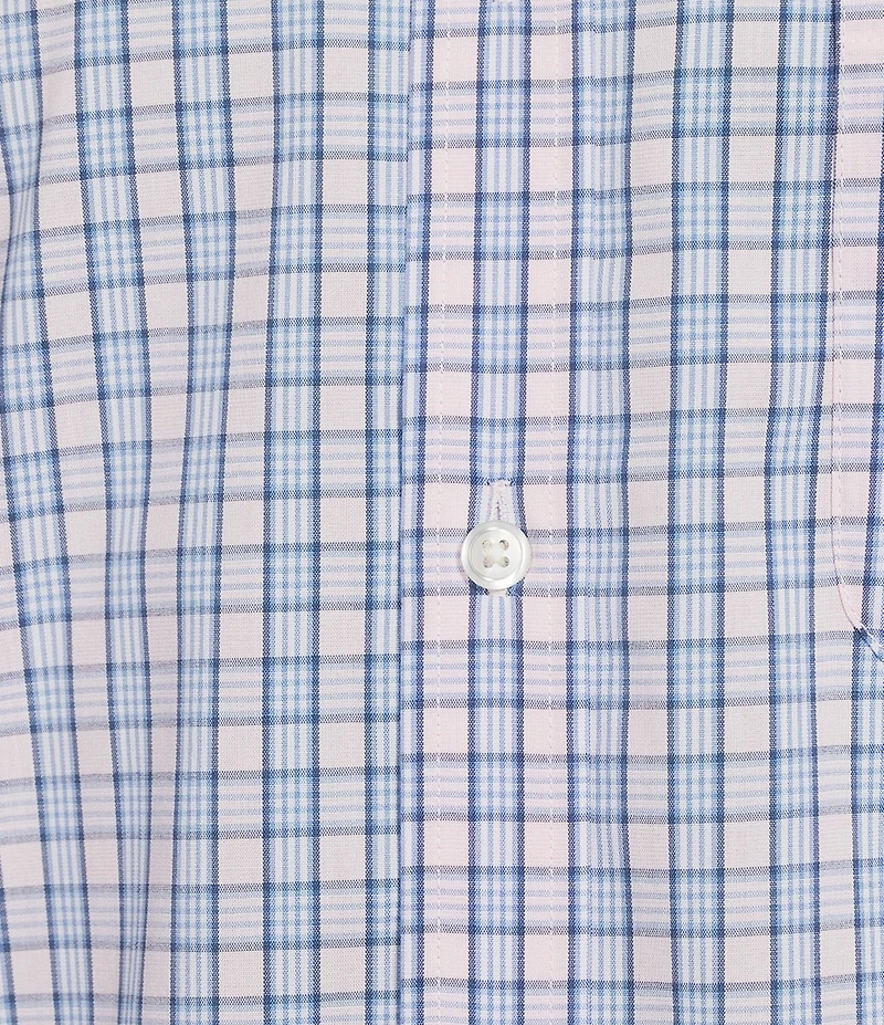 Roundtree & Yorke TravelSmart Easy Care Short Sleeve Small Check Poplin Sport Shirt