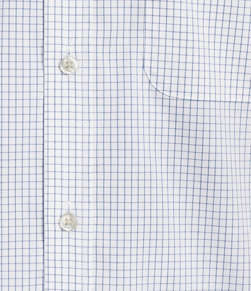 Roundtree & Yorke TravelSmart Easy Care Short Sleeve Small Grid Poplin Sport Shirt