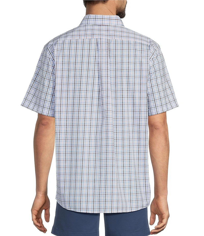Roundtree & Yorke TravelSmart Easy Care Short Sleeve Plaid Poplin Sport Shirt