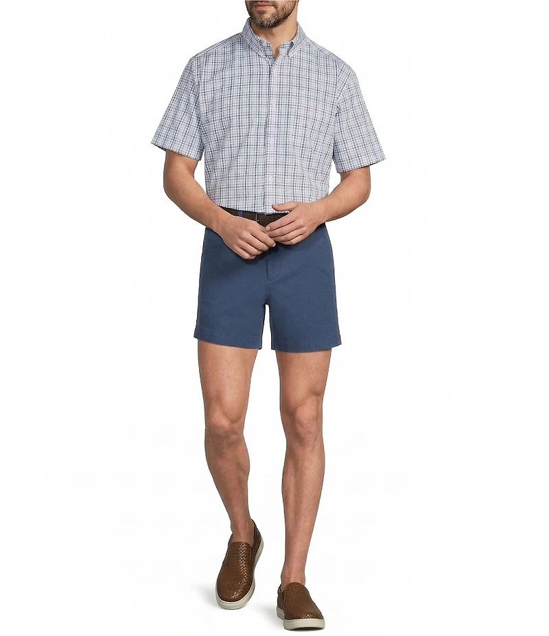Roundtree & Yorke TravelSmart Easy Care Short Sleeve Plaid Poplin Sport Shirt