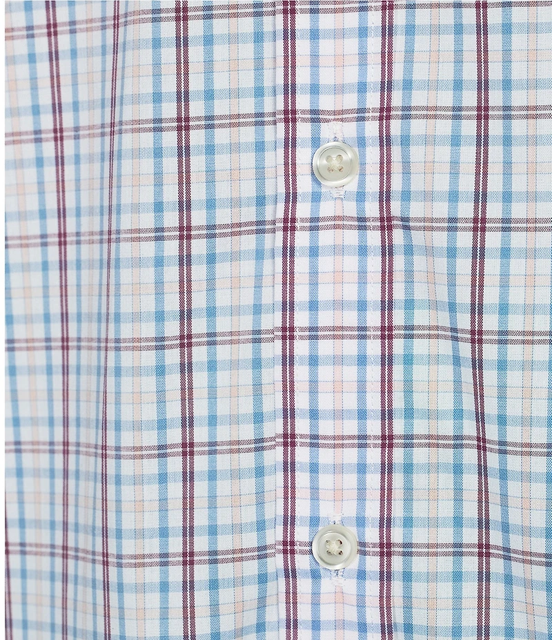Roundtree & Yorke TravelSmart Easy Care Short Sleeve Plaid Poplin Sport Shirt