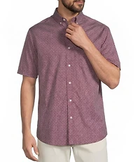 Roundtree & Yorke TravelSmart Easy Care Short Sleeve Star Print Poplin Sport Shirt