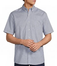 Roundtree & Yorke TravelSmart Easy Care Short Sleeve Star Print Poplin Sport Shirt
