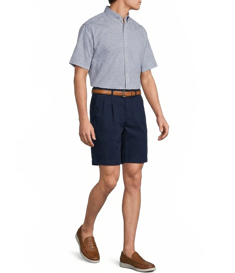 Roundtree & Yorke TravelSmart Easy Care Short Sleeve Star Print Poplin Sport Shirt