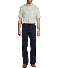 Roundtree & Yorke TravelSmart Easy Care Short Sleeve Twill Medium Plaid Sport Shirt