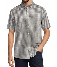 Roundtree & Yorke TravelSmart Easy Care Short Sleeve Twill Small Plaid Sport Shirt