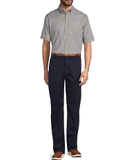 Roundtree & Yorke TravelSmart Easy Care Short Sleeve Twill Small Plaid Sport Shirt