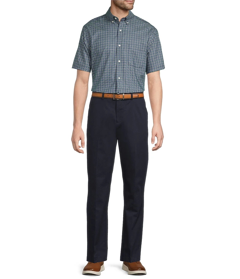 Roundtree & Yorke TravelSmart Easy Care Twill Small Plaid Sport Shirts