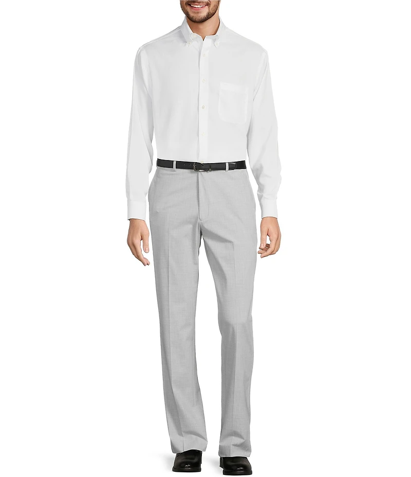 Roundtree & Yorke TravelSmart Flat Front Classic Fit Textured Dress Pants