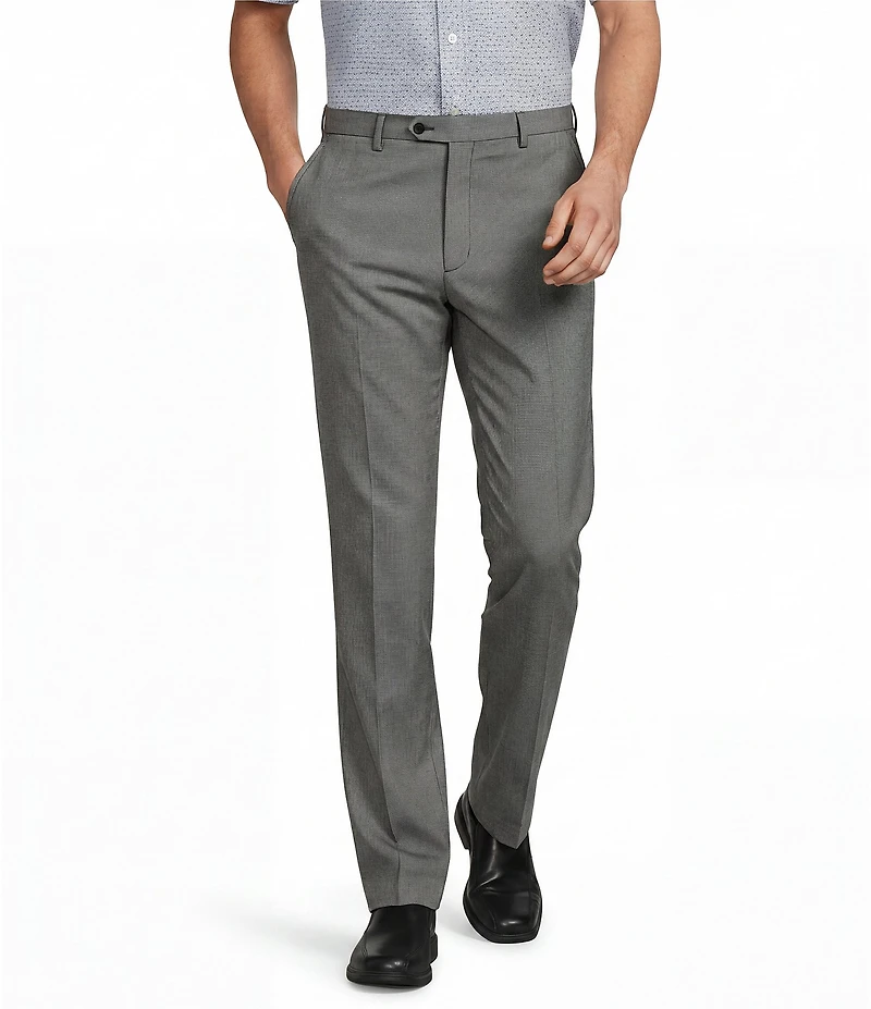 Roundtree & Yorke TravelSmart Luxury Gabardine Ultimate Comfort Classic Fit Non-Iron Flat Front Houndstooth Dress Pants