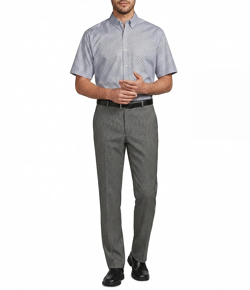 Roundtree & Yorke TravelSmart Luxury Gabardine Ultimate Comfort Classic Fit Non-Iron Flat Front Houndstooth Dress Pants