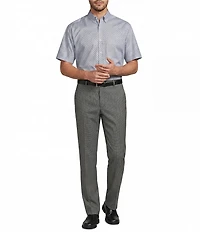 Roundtree & Yorke TravelSmart Luxury Gabardine Ultimate Comfort Classic Fit Non-Iron Flat Front Houndstooth Dress Pants
