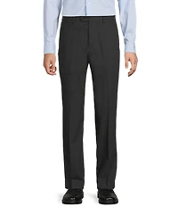 Roundtree & Yorke TravelSmart Luxury Gabardine Ultimate Comfort Classic Fit Non-Iron Flat Front Plaid Dress Pants
