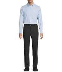 Roundtree & Yorke TravelSmart Luxury Gabardine Ultimate Comfort Classic Fit Non-Iron Flat Front Plaid Dress Pants