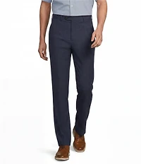Roundtree & Yorke TravelSmart Luxury Gabardine Ultimate Comfort Classic Fit Non-Iron Flat Front Plaid Dress Pants