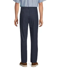Roundtree & Yorke TravelSmart Luxury Gabardine Ultimate Comfort Classic Fit Non-Iron Flat Front Plaid Dress Pants