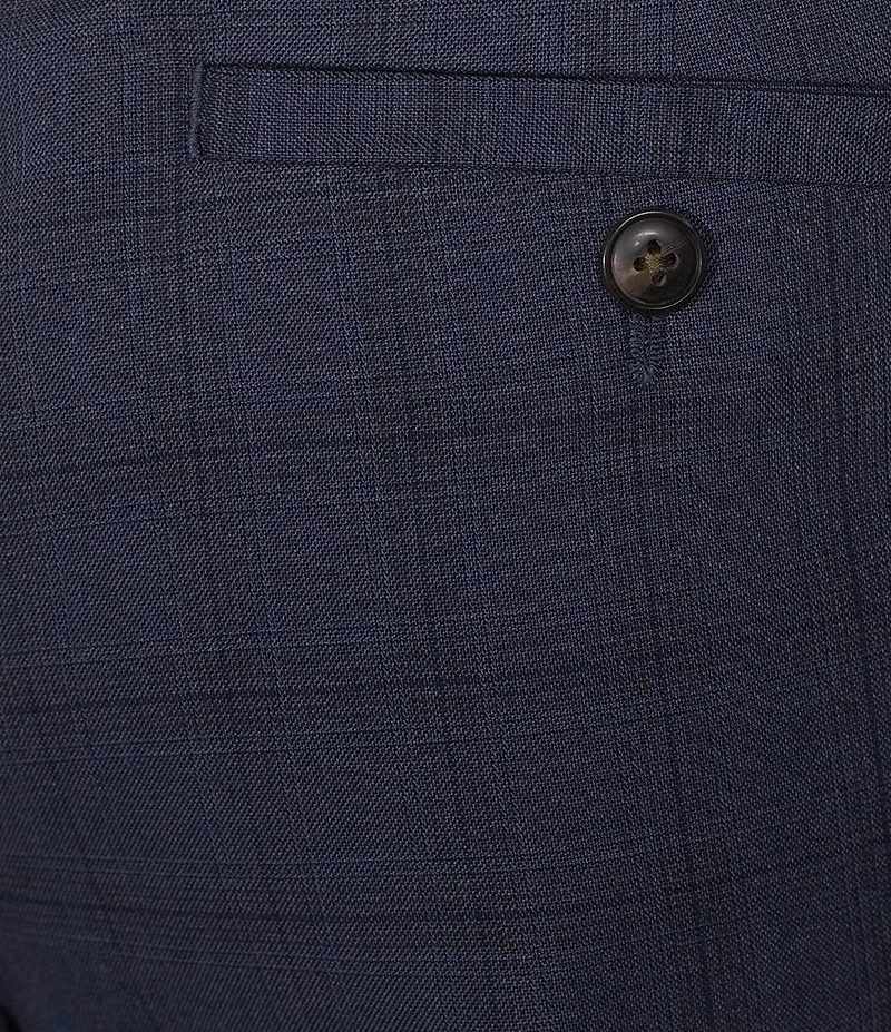 Roundtree & Yorke TravelSmart Luxury Gabardine Ultimate Comfort Classic Fit Non-Iron Flat Front Plaid Dress Pants