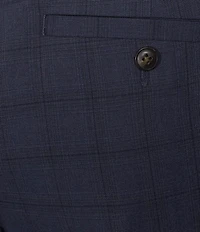 Roundtree & Yorke TravelSmart Luxury Gabardine Ultimate Comfort Classic Fit Non-Iron Flat Front Plaid Dress Pants