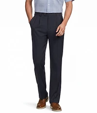 Roundtree & Yorke TravelSmart Luxury Gabardine Ultimate Comfort Classic Fit Non-Iron Pleated Houndstooth Dress Pants