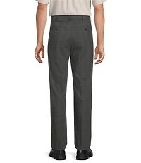 Roundtree & Yorke TravelSmart Luxury Gabardine Ultimate Comfort Classic Fit Non-Iron Pleated Plaid Dress Pants
