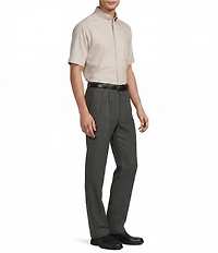 Roundtree & Yorke TravelSmart Luxury Gabardine Ultimate Comfort Classic Fit Non-Iron Pleated Plaid Dress Pants