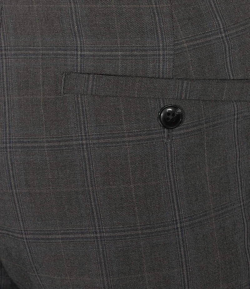 Roundtree & Yorke TravelSmart Luxury Gabardine Ultimate Comfort Classic Fit Non-Iron Pleated Plaid Dress Pants