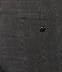 Roundtree & Yorke TravelSmart Luxury Gabardine Ultimate Comfort Classic Fit Non-Iron Pleated Plaid Dress Pants