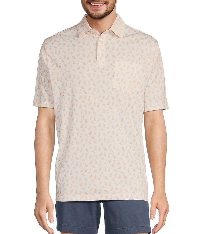 Roundtree & Yorke TravelSmart Short Sleeve Leaf Printed Polo Shirt