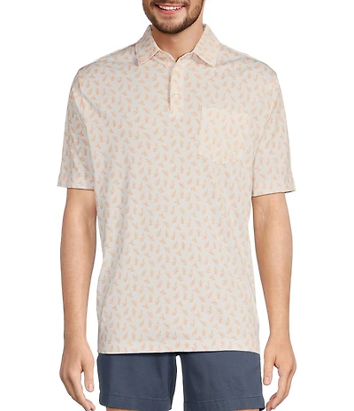 Roundtree & Yorke TravelSmart Short Sleeve Leaf Printed Polo Shirt