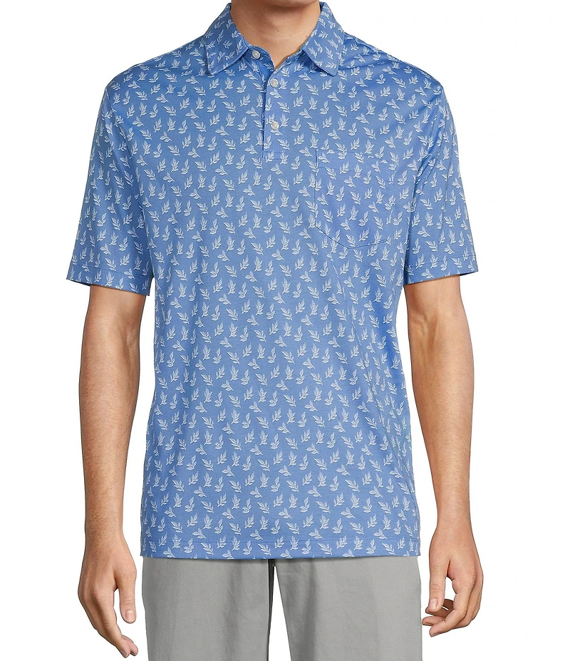 Roundtree & Yorke TravelSmart Short Sleeve Leaf Printed Polo Shirt