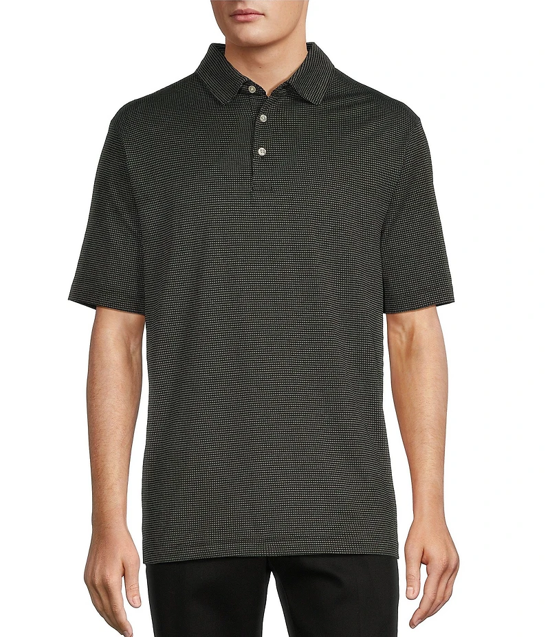 Roundtree & Yorke TravelSmart Short Sleeve Non-Solid Solid Jacquard Polo Shirt